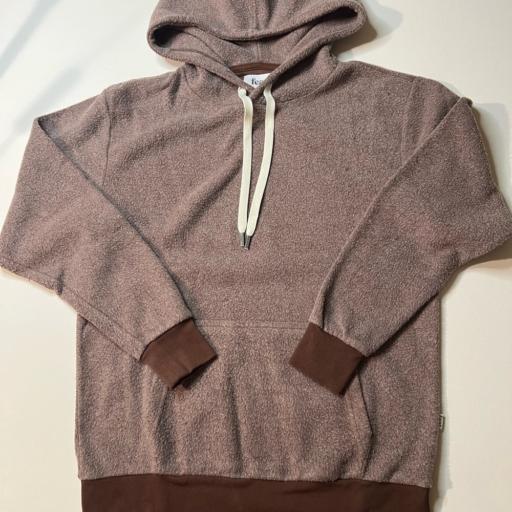 FEAT Women's Blanket Blend Hoodie Sz S Brown Soft Pullover Lounging (B2)